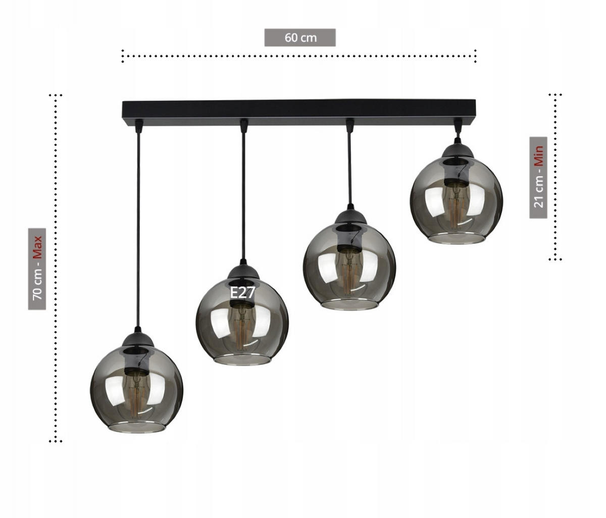 PENDELLEUCHTE HAGEN - Schwarz, Glas/Metall (15/70/100cm) - kiki design