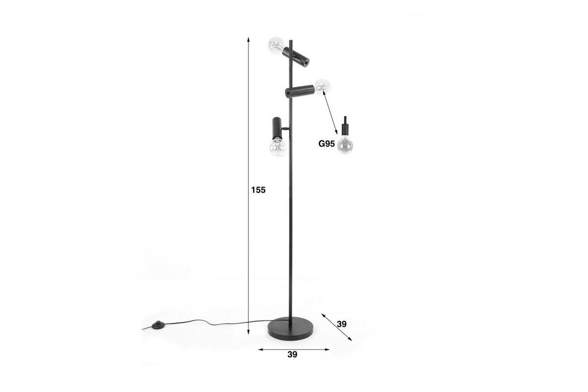 STEHLAMPE HAORA Schwarz Metall - Schwarz, Metall (39/39/155cm) - KAWOLA