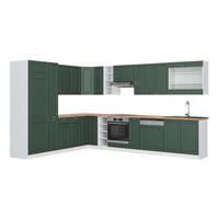 ECKKÜCHE Fame-Line Grün-Gold Landhaus/Weiß 347 x 257 cm, AP Eiche - Weiß/Grün, Holzwerkstoff (347/81.6/60cm) - Vicco
