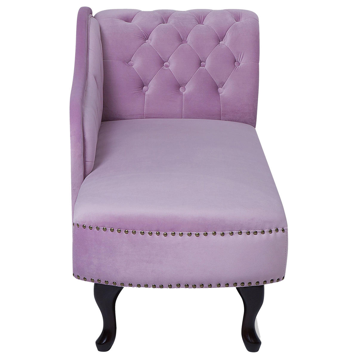 CHAISELONGUE Samtstoff violett rechtsseitig Nimes - Violett/Schwarz, Textil (170/79/61cm) - Beliani