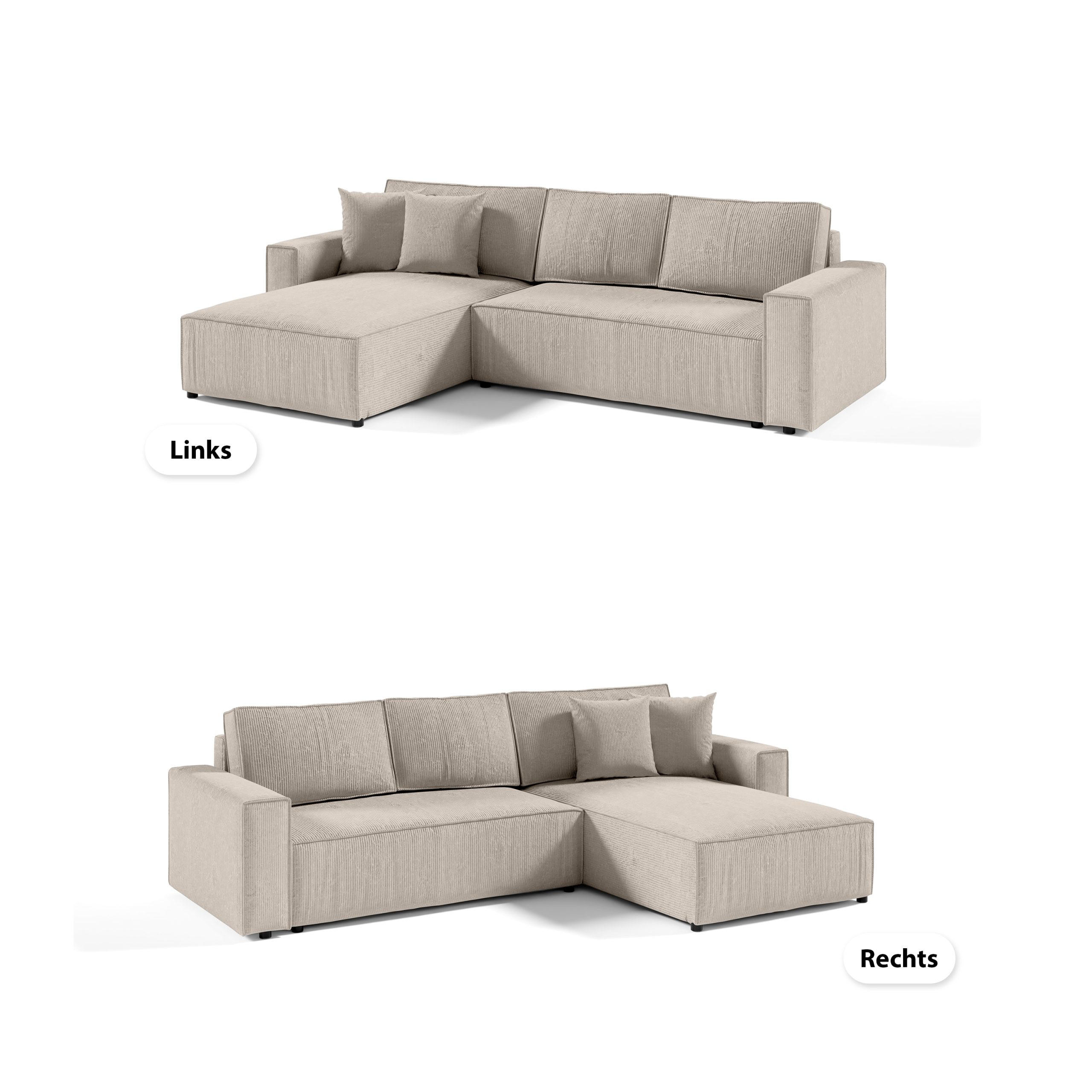 ECKSOFA Couch Sofagarnitur Sekwana L-form Beige - Beige, Naturmaterialien (294/185cm) - Fedve