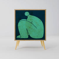 SIDEBOARD TOGETHER BUT SEPARATELY, Eichefarben, 57,5x42x75,5 cm, Goldfarbene Metallfüße - Eichefarben/Goldfarben, Holzwerkstoff/Metall (57.5/75.5/42cm) - SpaceRebels