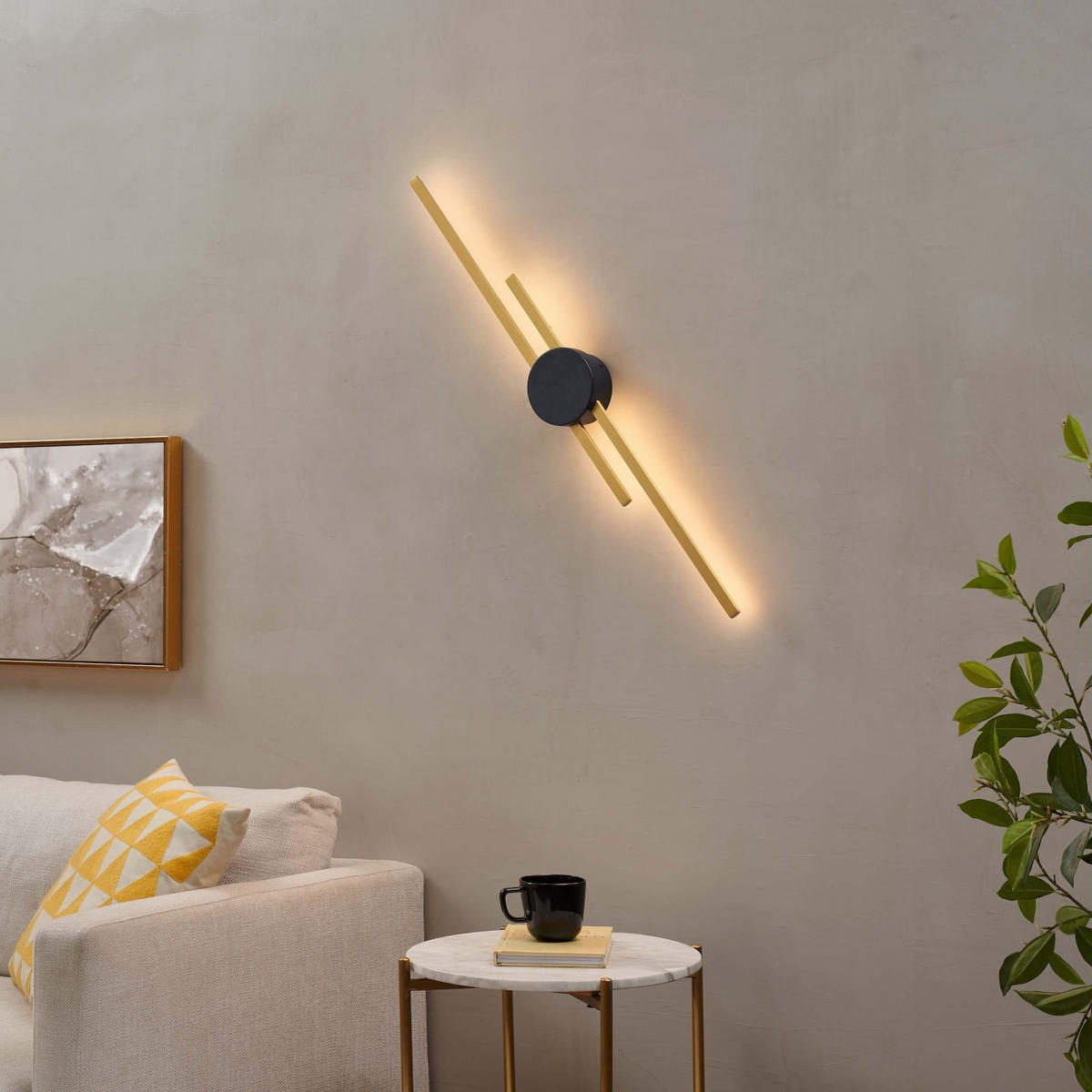 WANDLEUCHTE Pia, Messing und Schwarz, 89cm - Schwarz, Metall (12/89/12cm) - KOSILUM