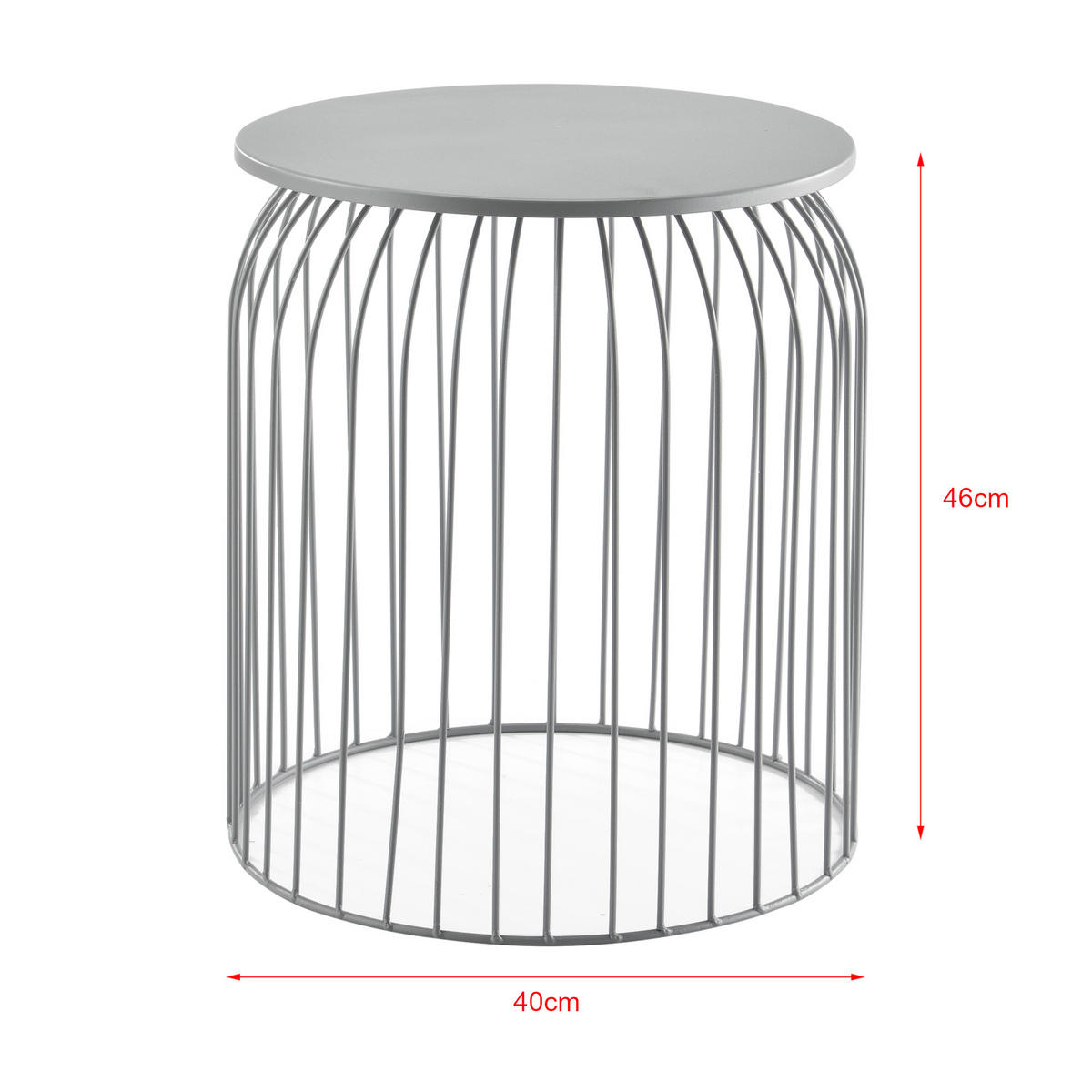BEISTELLTISCH Amherst 3er Set - Hellgrau, Metall (40/40/46cm) - [en.casa]