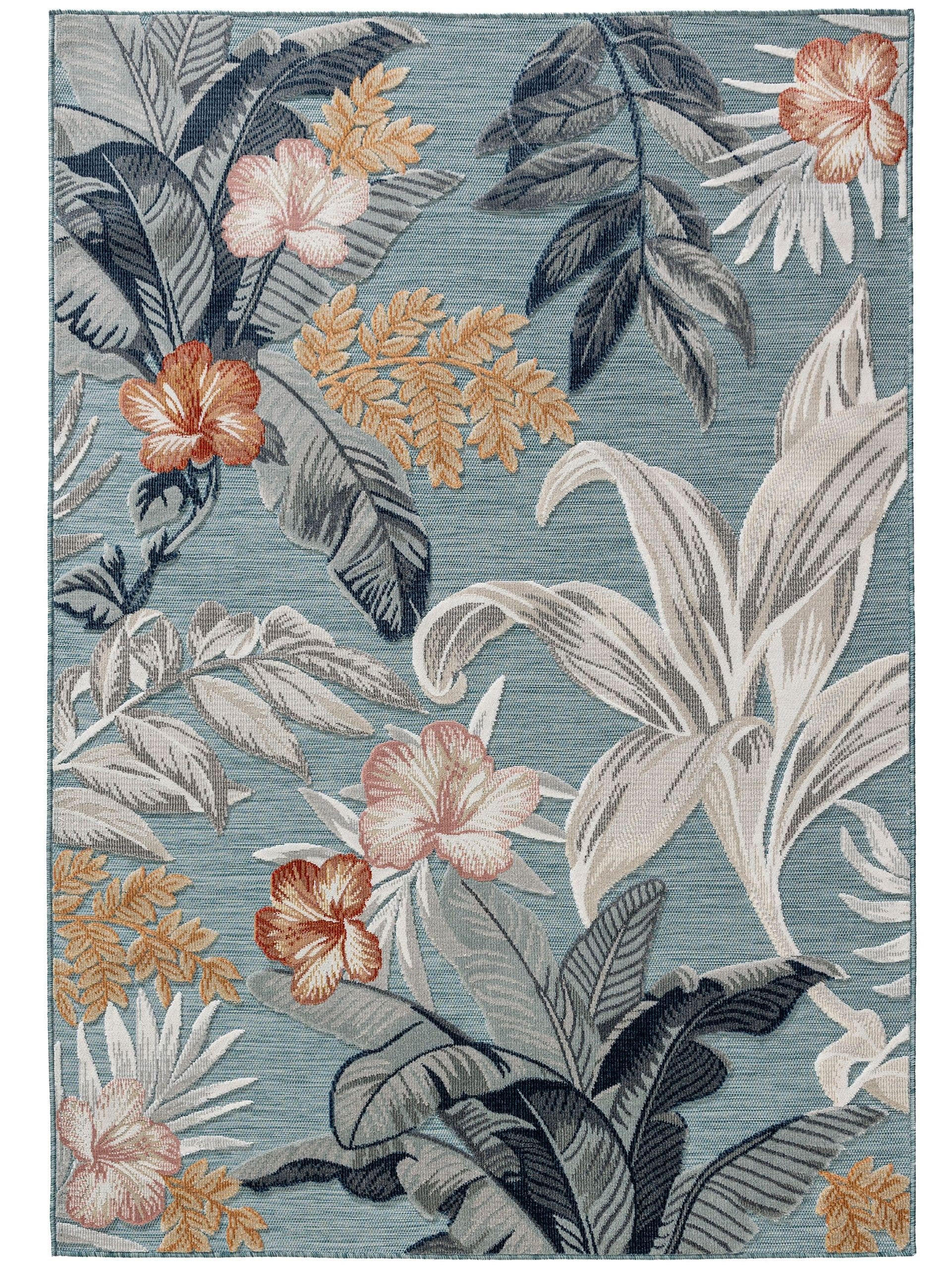 OUTDOORTEPPICH Flora Multicolor 160x230 cm - Creme/Hellblau, Kunststoff (160/230cm) - benuta