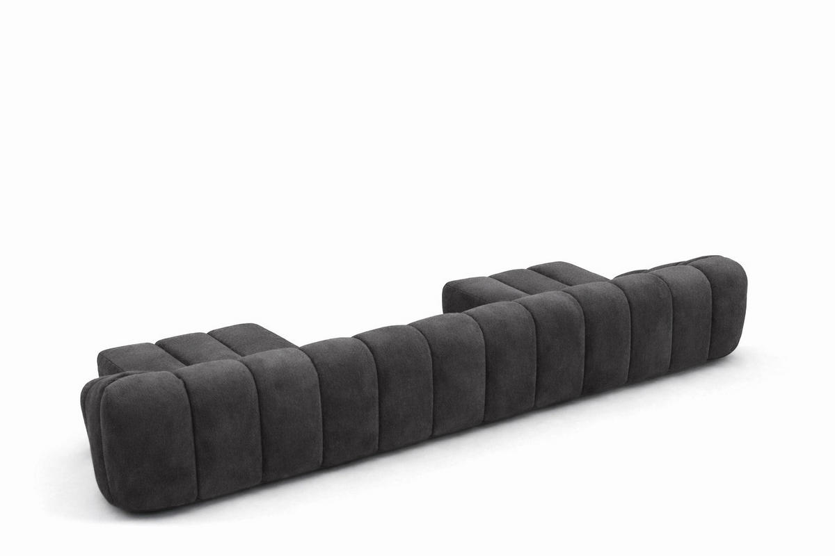 ECKSOFA Modulare U-Form, Veloursstoff Bluvel, Schwarz, CROISSANT U XL - Schwarz, Holz (448/72/190cm) - Kaiser Möbel