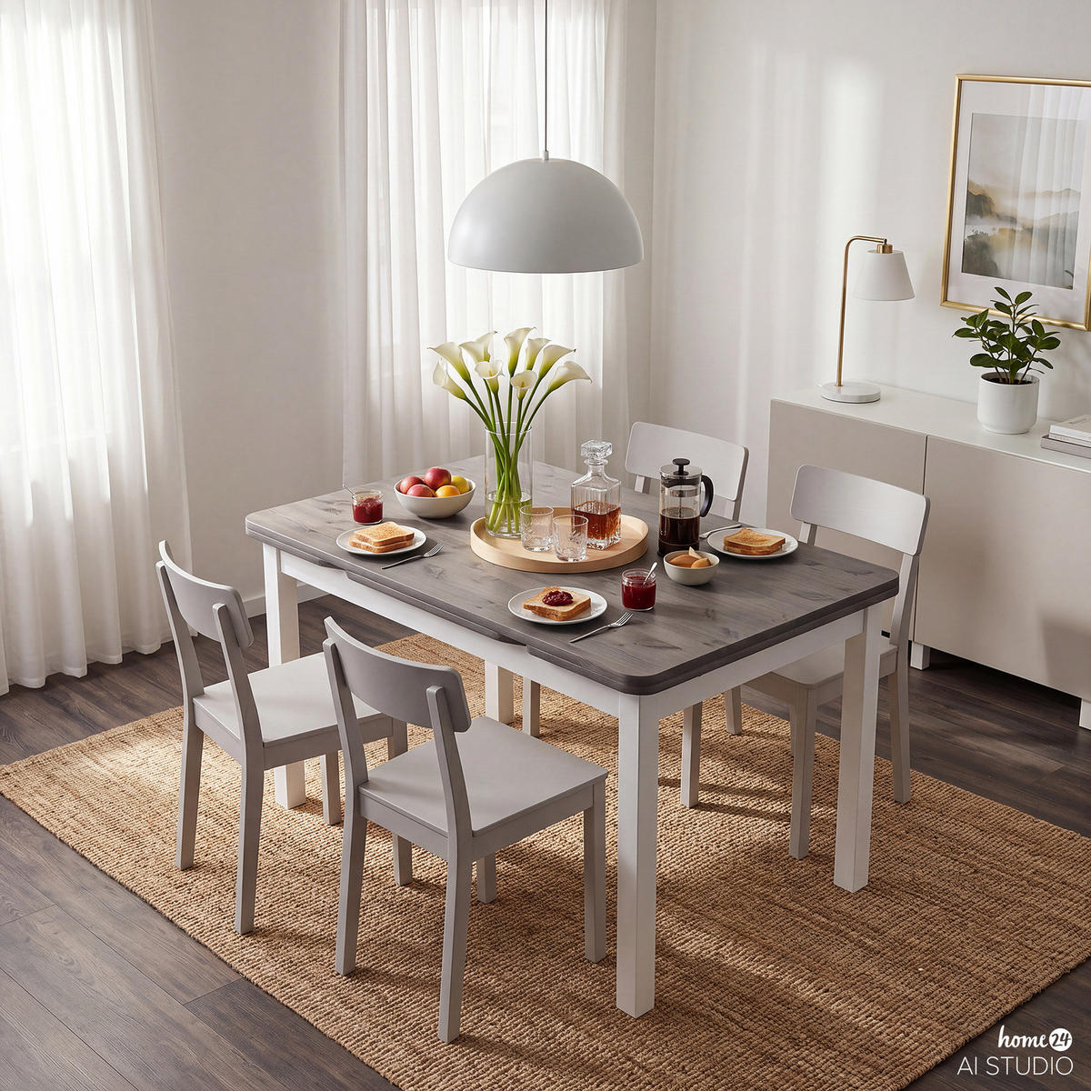 ESSTISCH mit ansteckplatten - Kiefer massiv - Kieferfarben, Holz (77/104/74cm) - home24