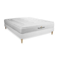 BETT Lancaster Taschenfederkern und Memory-Schaum 140 x 190 cm h3 - Kit Bettgestell Weiß - Beige/Weiß, Holz (140/190cm) - ROYAL PALACE BEDDING
