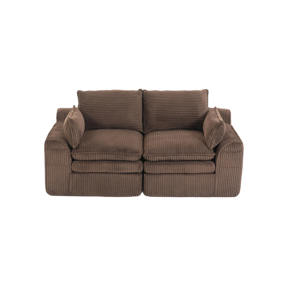 2-SITZER Sofa aus Cord 191x94x85 cm Braun mit Seitentaschen, Kissen und Federkern für hohen Sitzkomfort - Braun, Textil (191/85/94cm) - Modfu