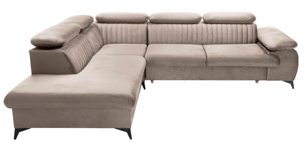 ECKSOFA 275 cm mit verstellbaren Kopfstützen Xanto L, Links, Hellbraun - Hellbraun, Holz (275/221cm) - Emporius