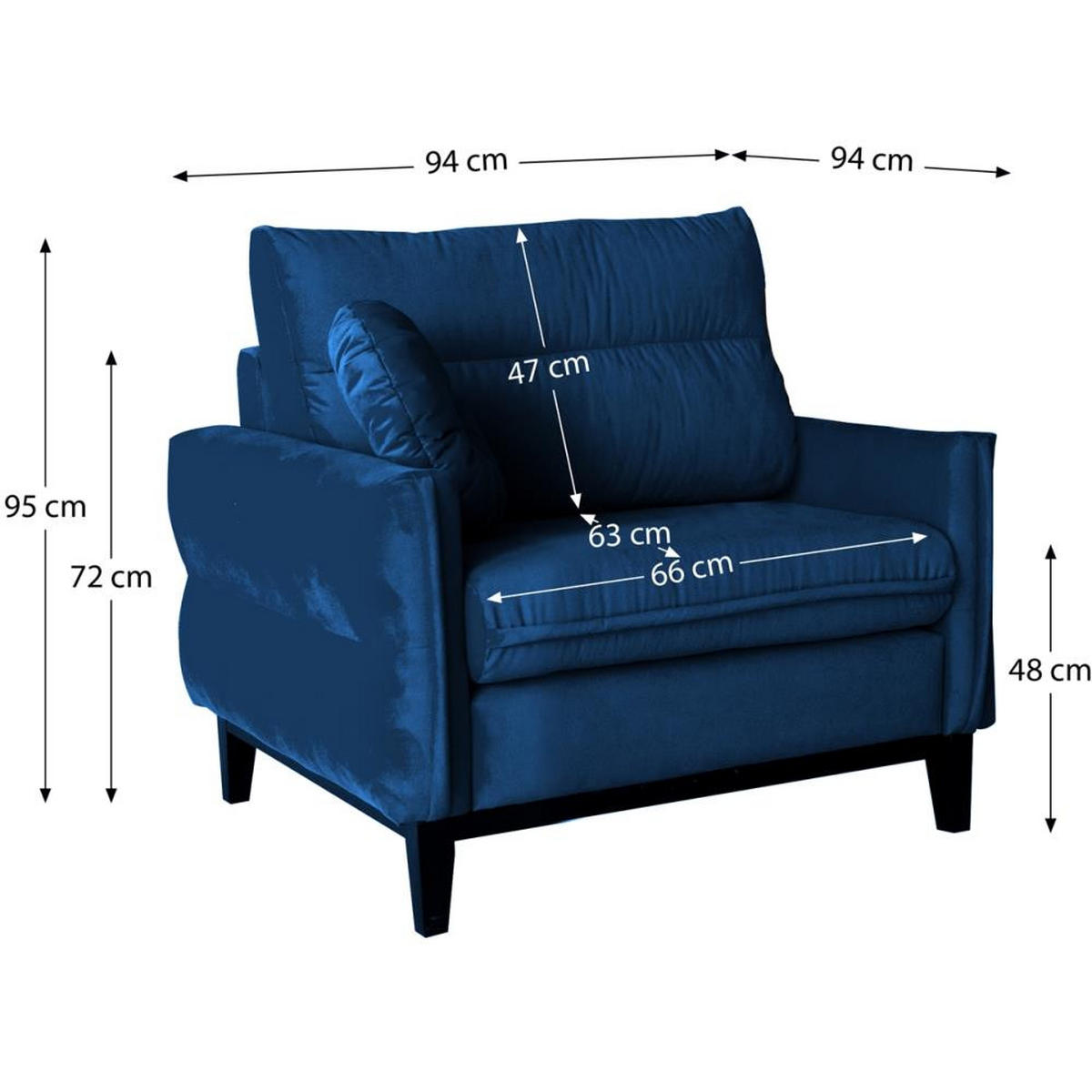 RELAXSESSEL Belweder Velours dunkelblau - Dunkelblau, Holz/Textil (94/95/94cm) - Beautysofa