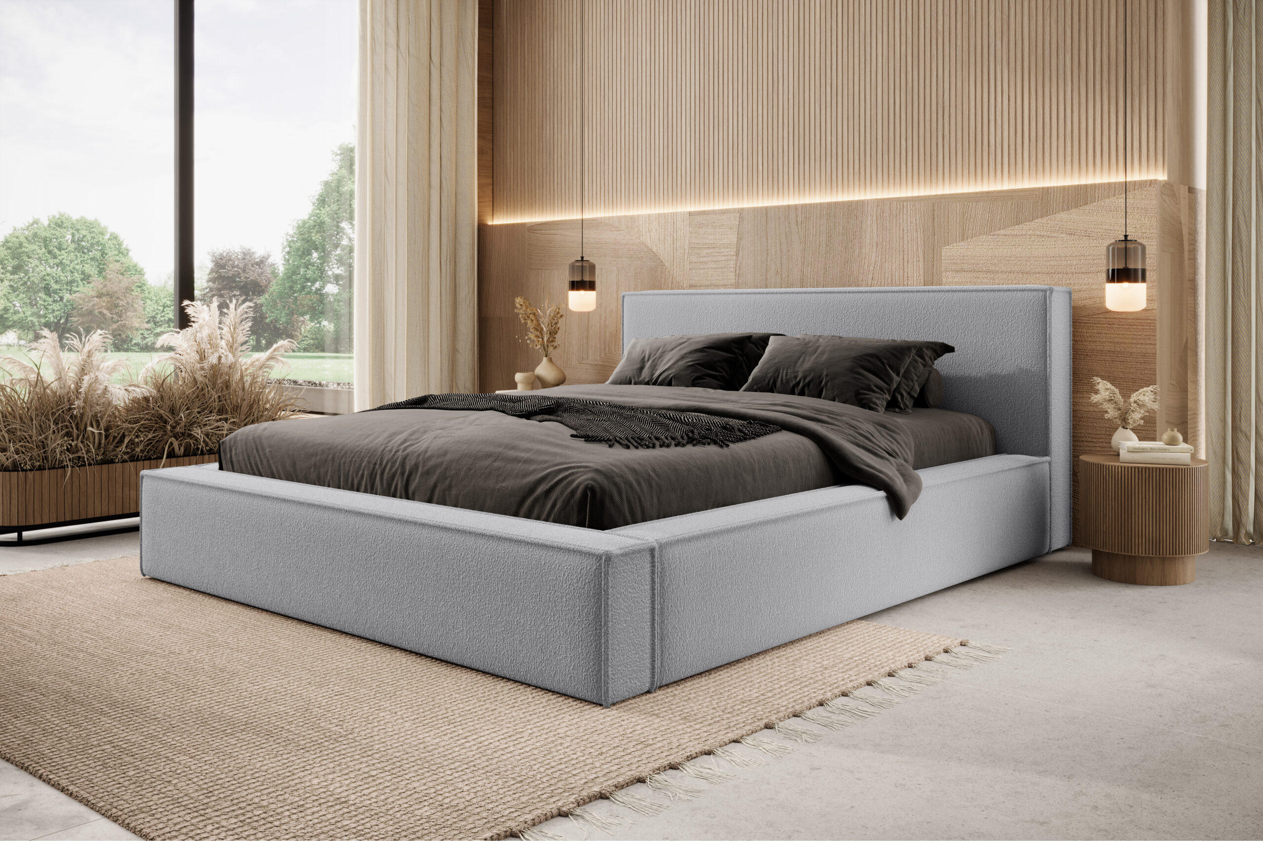 POLSTERBETT Mendocino 120x200 cm, Hellgrau - Grau, Textil (120/200cm) - Fedve