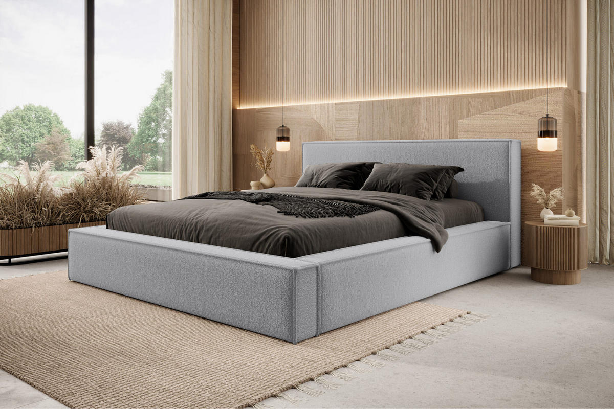 POLSTERBETT Mendocino 120x200 cm, Hellgrau - Grau, Textil (120/200cm) - Fedve
