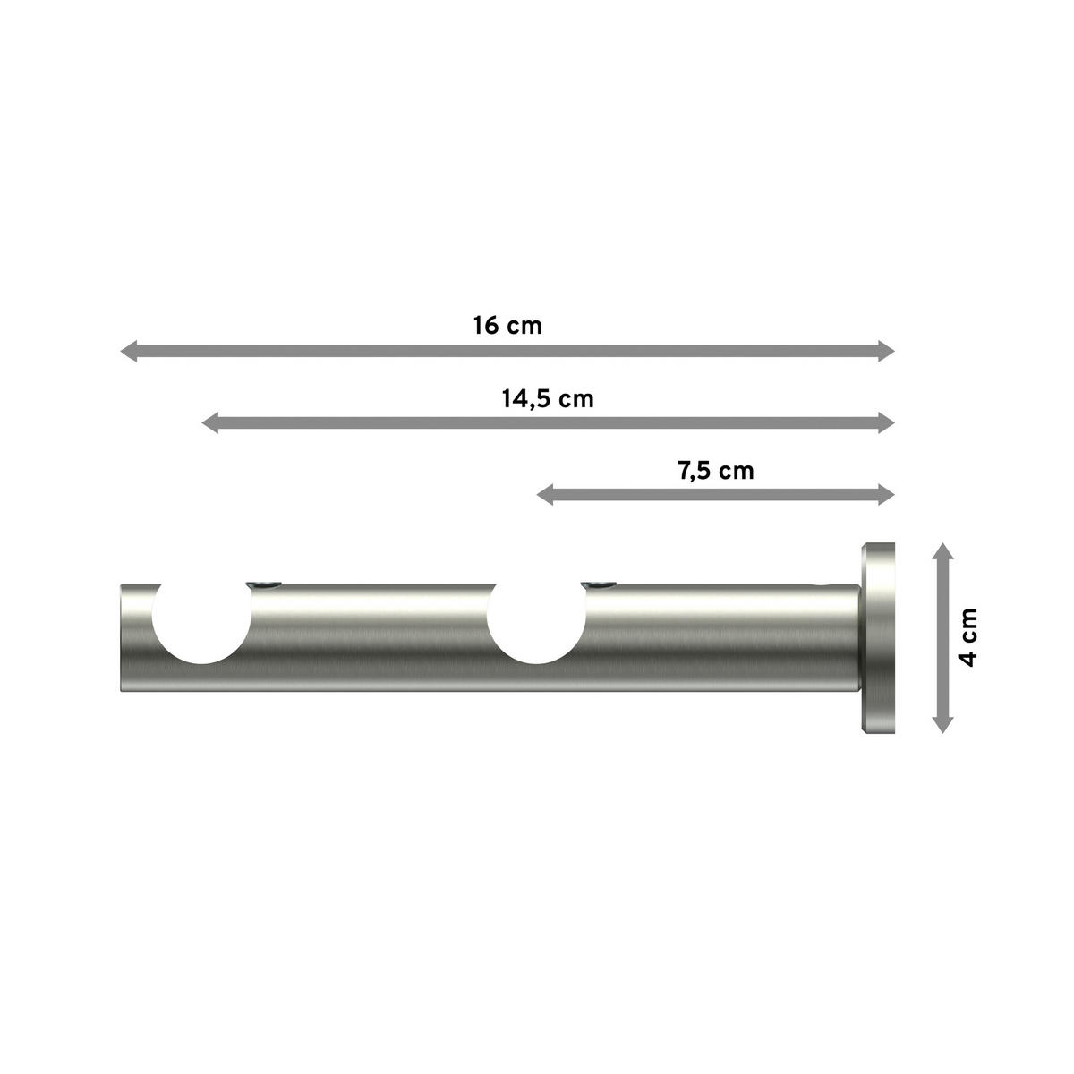 TRÄGER FÜR GARDINENSTANGEN 20 mm Ø, Platon 2-läufig, Edelstahl-Optik - Edelstahlfarben, Metall (16/4/4cm) - INTERDECO