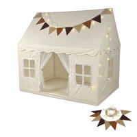 SPIELZELT Beige mit Lichterkette 130x125x95 cm - Beige, Kunststoff/Textil (125/130/95cm) - Relaxdays