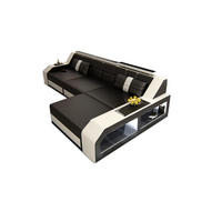 COUCH Arezzo L Schwarz Weiß Ledermix - Schwarz, Textil (308/194cm)
