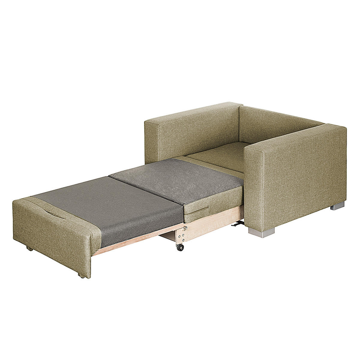 SCHLAFSESSEL - Beige/Silberfarben, Textil (110/90/90cm) - home24
