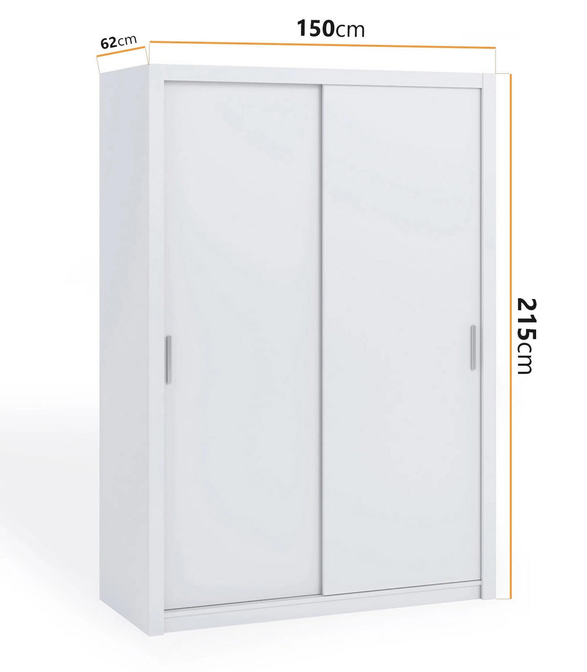 SCHIEBETÜRENSCHRANK Tamiza 150/215/62 2-türig - Silberfarben/Weiß, Holzwerkstoff/Kunststoff (150/215/62cm) - Ravio