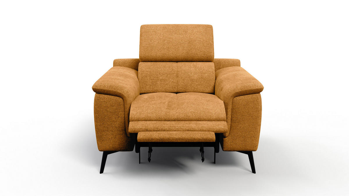 SESSEL FIERO mit Relaxfunktion, orange - Schwarz/Orange, Holzwerkstoff/Textil (114/82/103cm) - Courtois Laville