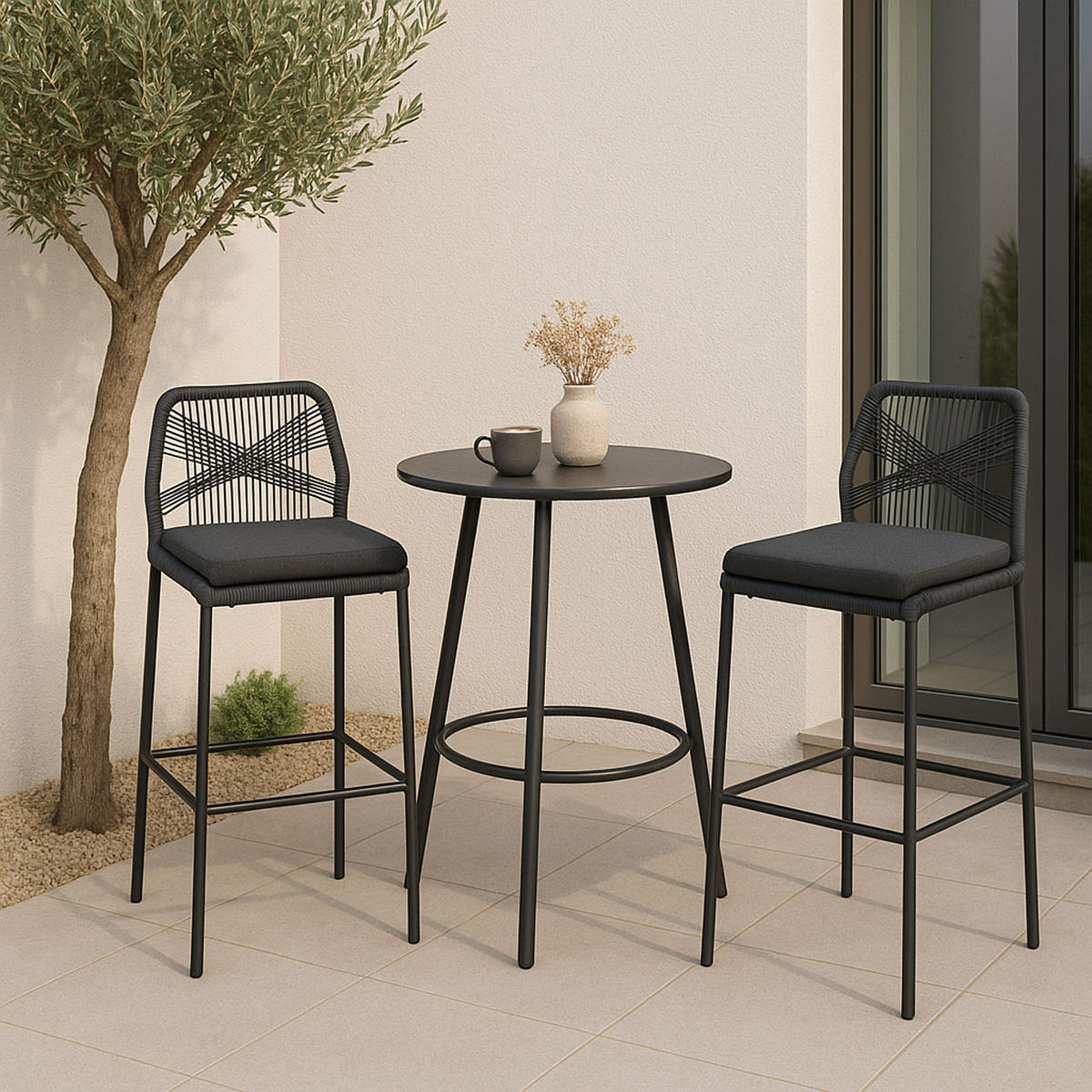 BARSKI STOL Anthracit, siva - siva/antracit, kovina (45/101/52cm) - MCW