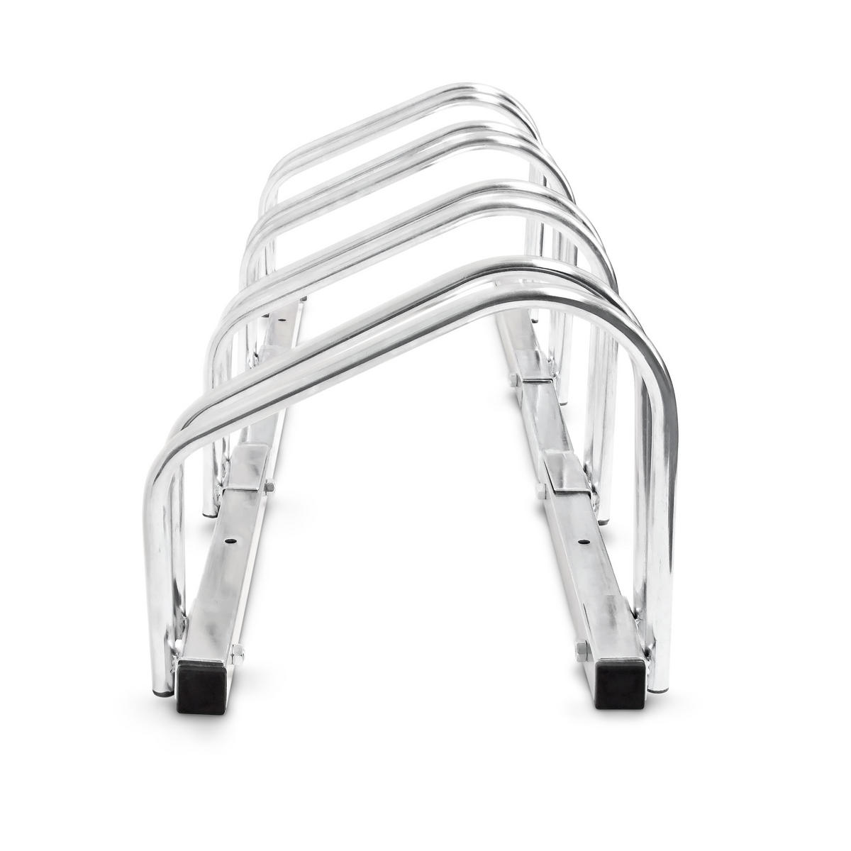 FAHRRADSTÄNDER Silber 4 Fahrräder Stahl verchromt - Silberfarben, Metall (100/26/32cm) - Relaxdays