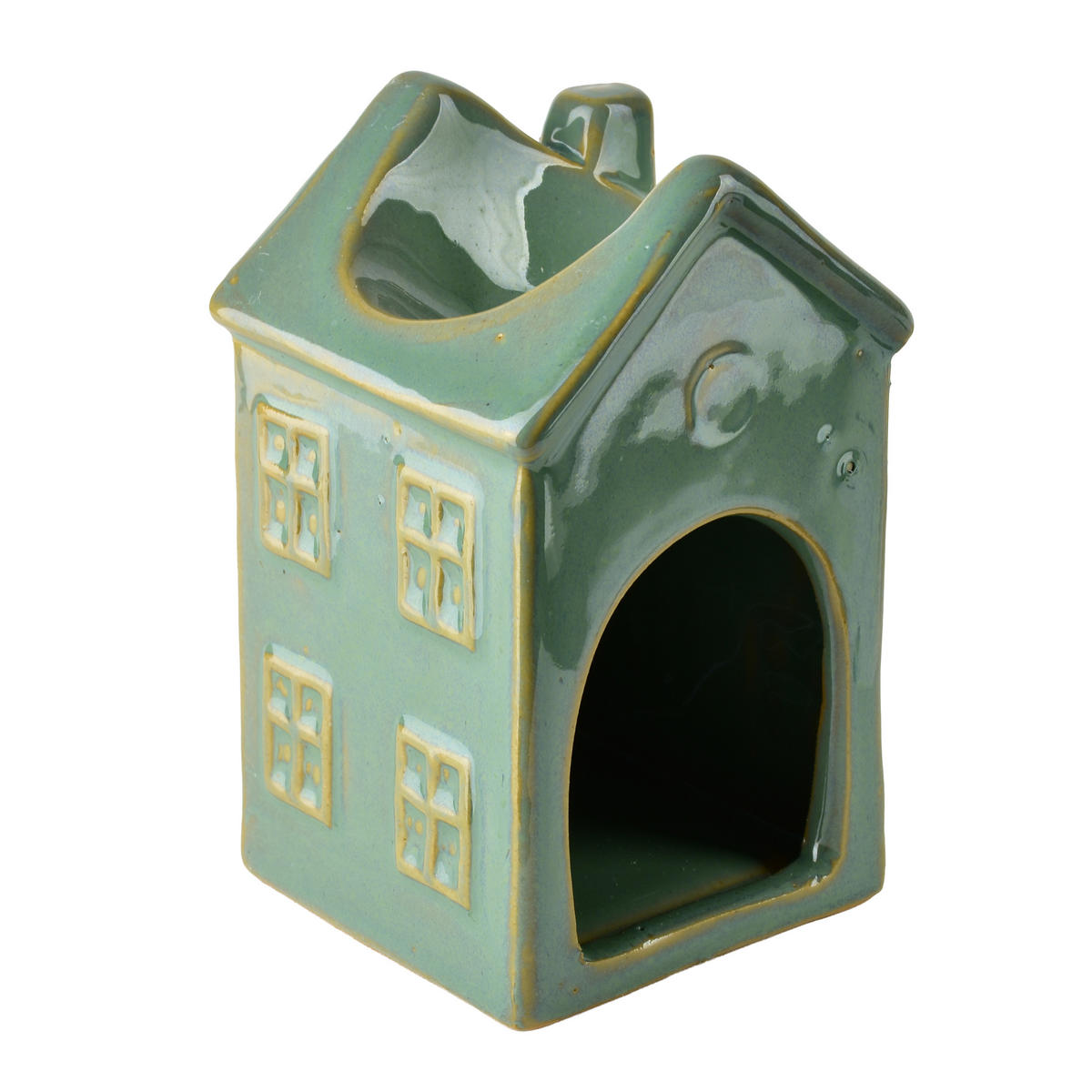 KOMÍNEK NA OLEJEK, porcelán, tyrkysová, 7,5x7,5x12,5 cm - tyrkysová, keramika (8.5/13/8.5cm) - Mondex