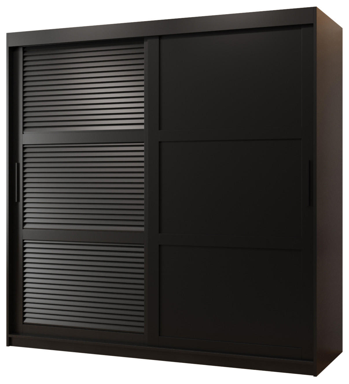 SCHWEBETÜRENSCHRANK 200/180/62 2-türig - Schwarz, Holz/Kunststoff (180/200/62cm) - MÖBEL KRYSPOL