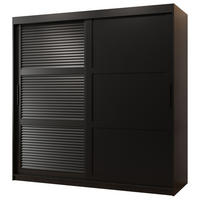 SCHWEBETÜRENSCHRANK 200/180/62 2-türig - Schwarz, Holz/Kunststoff (180/200/62cm) - MÖBEL KRYSPOL