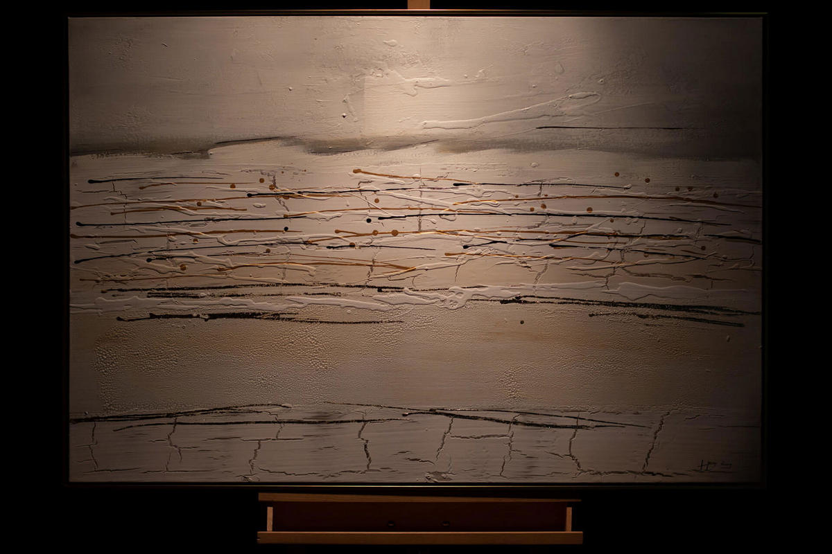 ACRYLBILD HANDGEMALT Grau 123/83 cm - Grau, Textil (122.5/82.5cm) - KUNSTLOFT