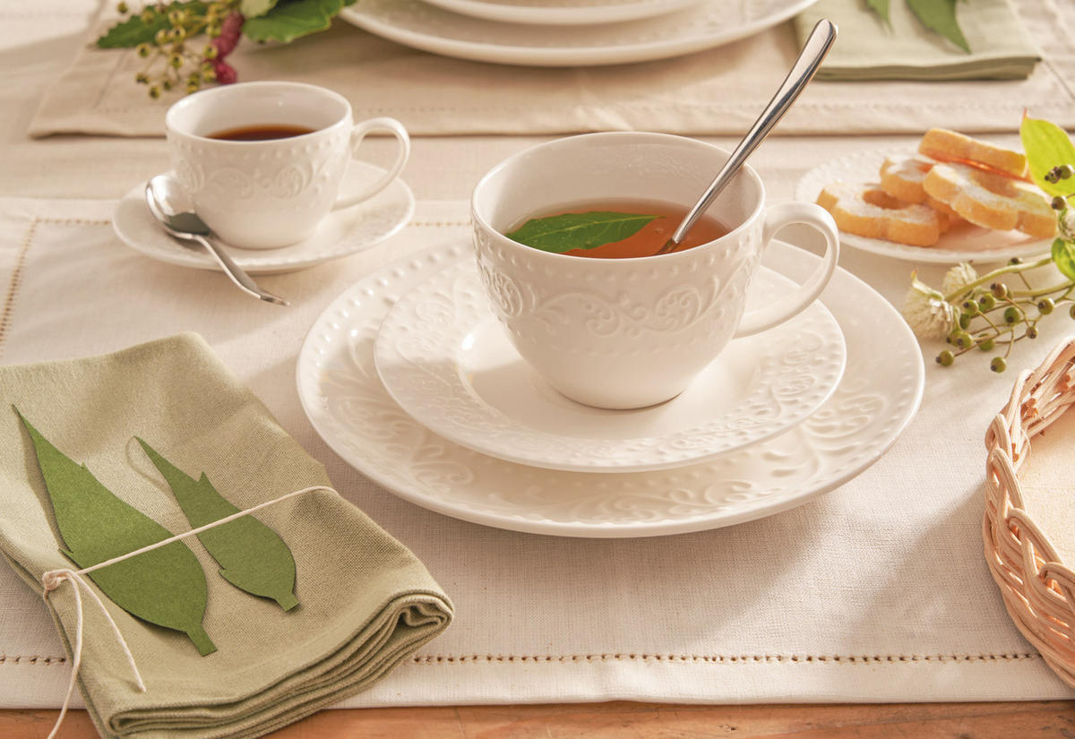 SPEISESERVICE Sognante 18 Teilig - Weiß, Keramik (23/29/38cm)