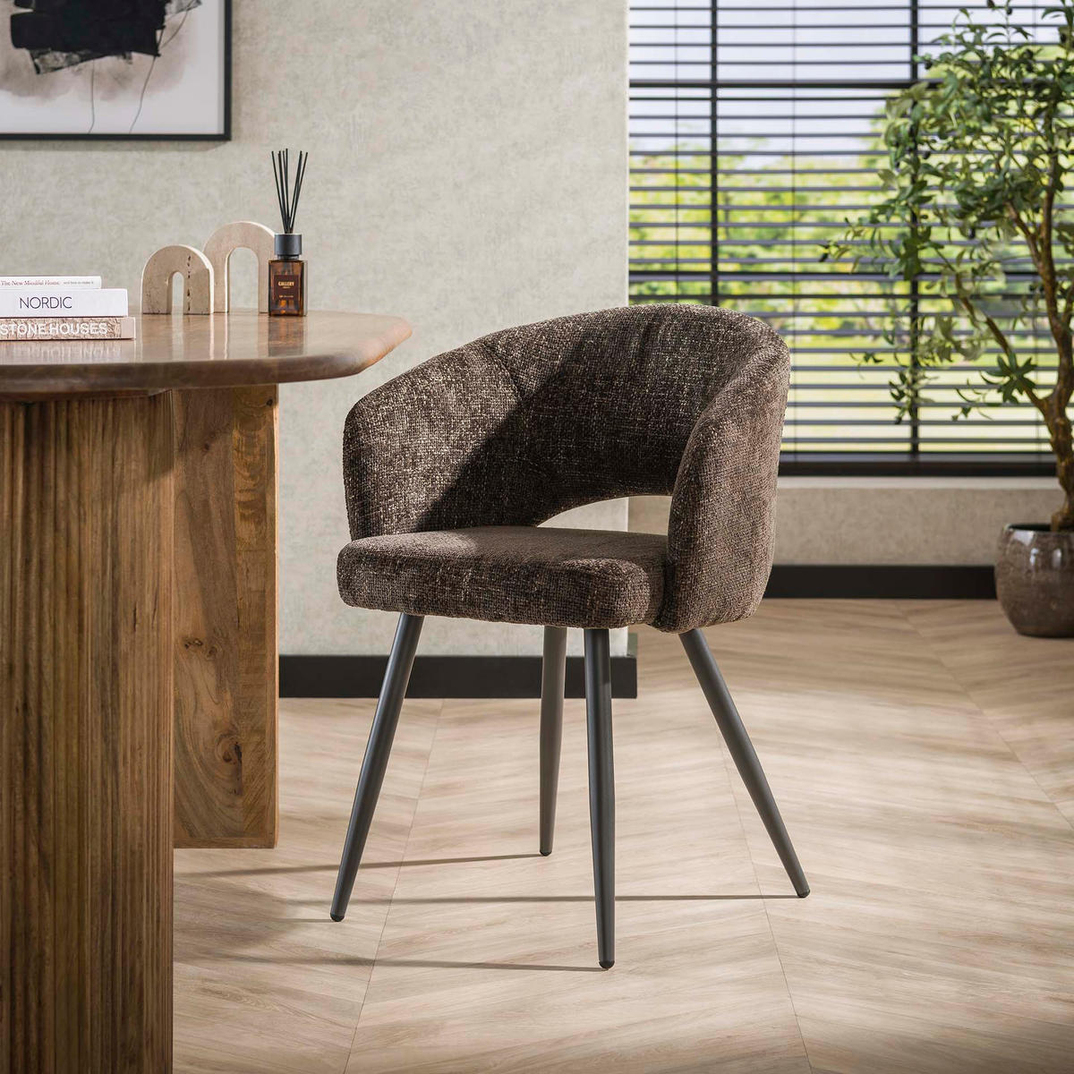 ESSZIMMERSTUHL Salon Braun 56/58/63 cm 2er-Set - Braun, Textil (58/63/56cm) - Hoyz Collection