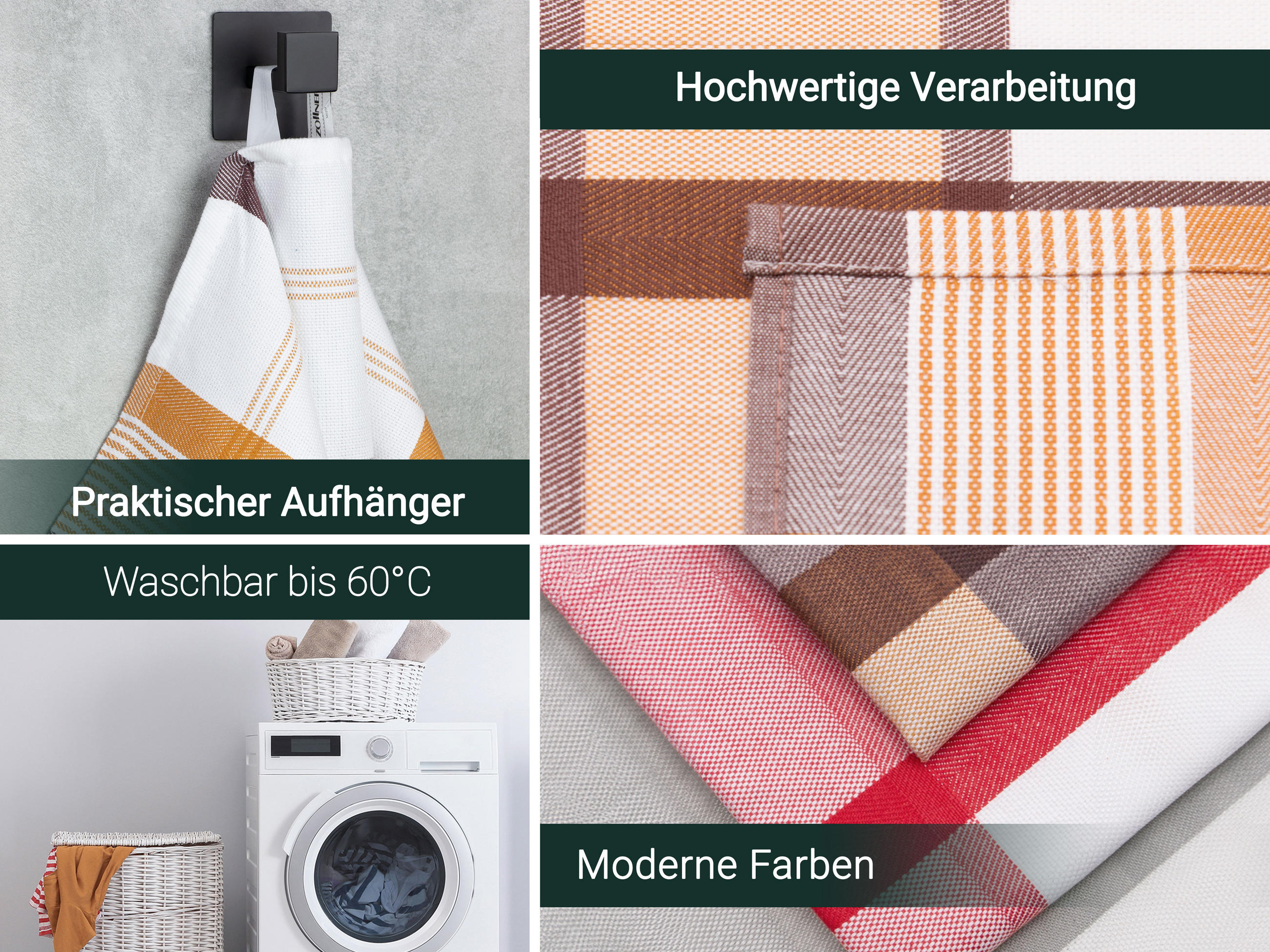 GESCHIRRTÜCHER, 4er-Set, 50x70 cm, 100% Baumwolle, Braun - Braun, Textil (50/70cm) - Zollner