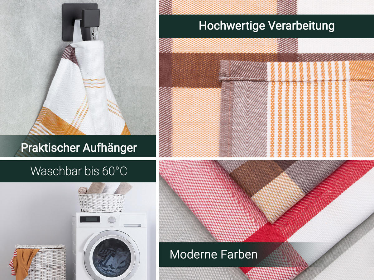 GESCHIRRTÜCHER, 4er-Set, 50x70 cm, 100% Baumwolle, Braun - Braun, Textil (50/70cm) - Zollner