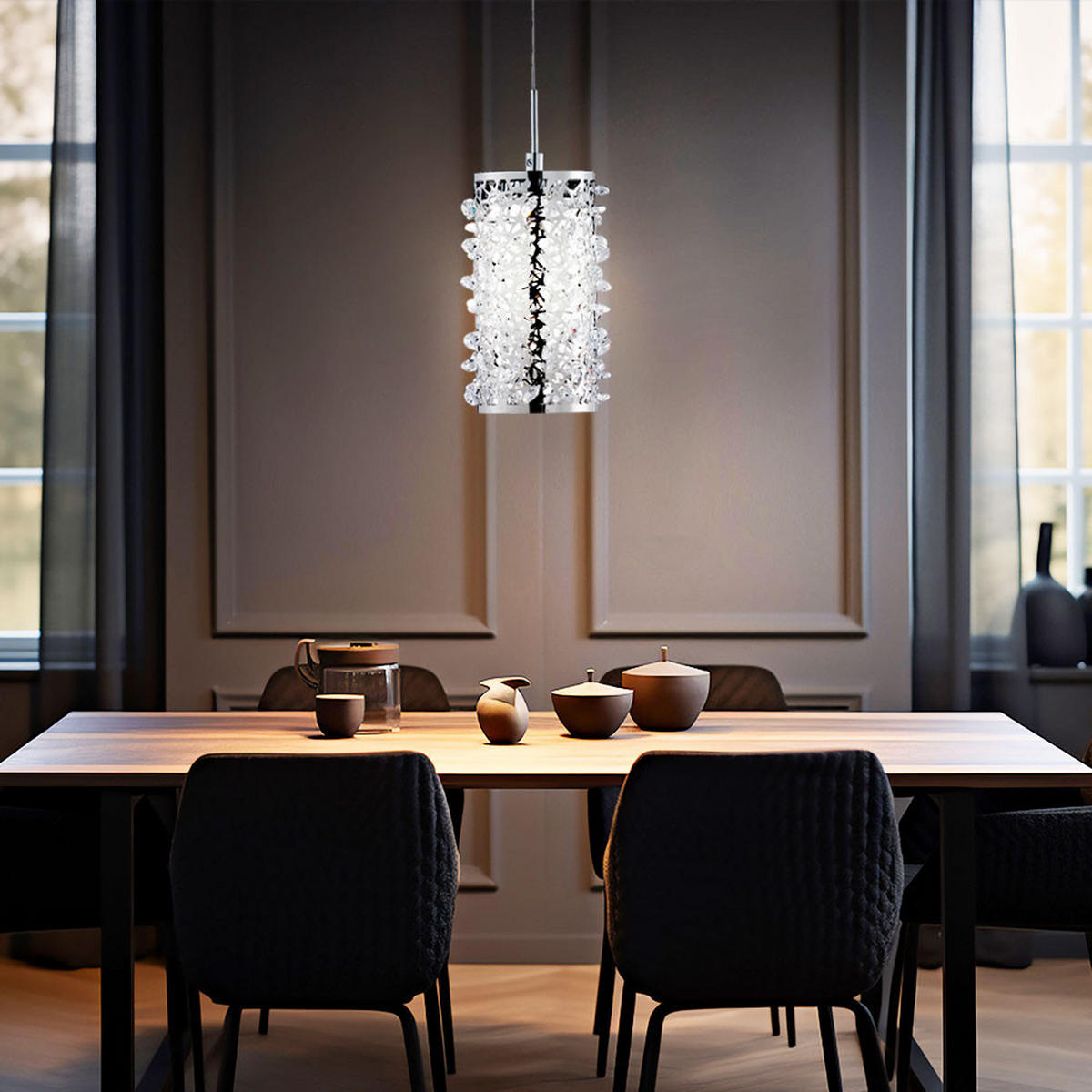 LED HÄNGELEUCHTE GLOSSY Silber Chrom - Silberfarben, Metall (11/11/150cm)