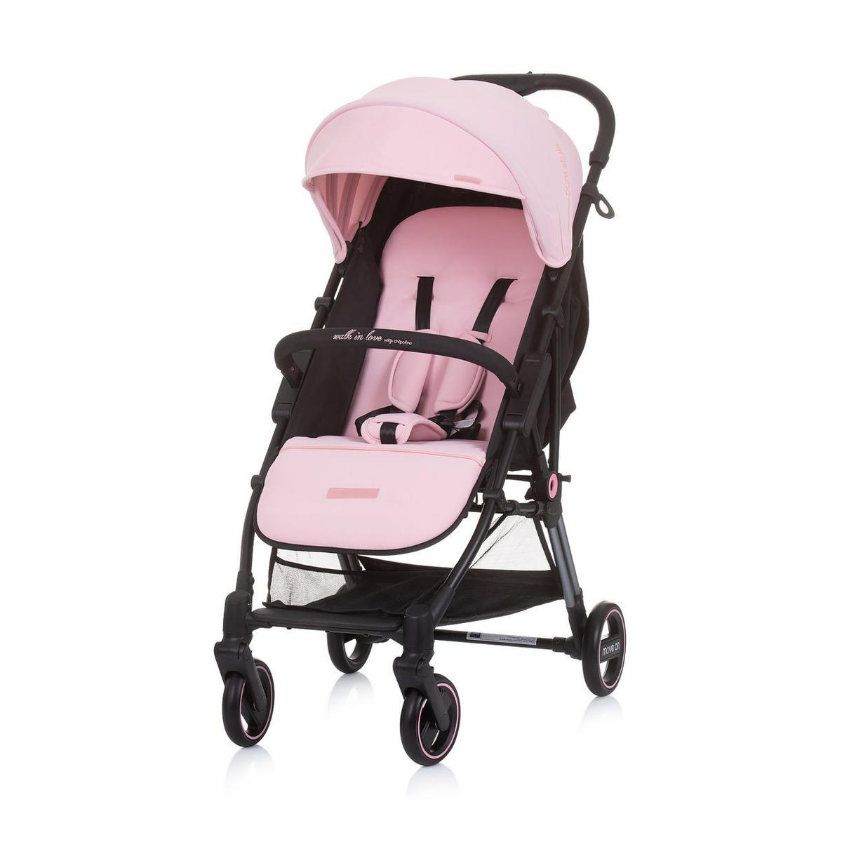 KINDERWAGEN Move on 6 kg rosa 6 kg klappbar gefederte Vorderräder verstellbar - Rosa, Metall (77/49/100cm) - Chipolino