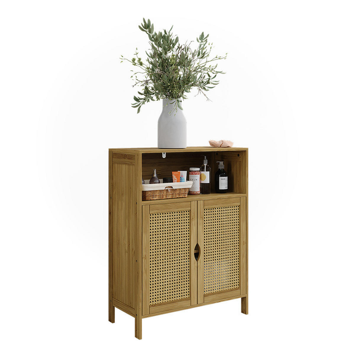 STŘEDNÍ SKŘÍŇKA Liora Bambus - zelená barva, kompozitní dřevo (60/80/29cm) - Vicco