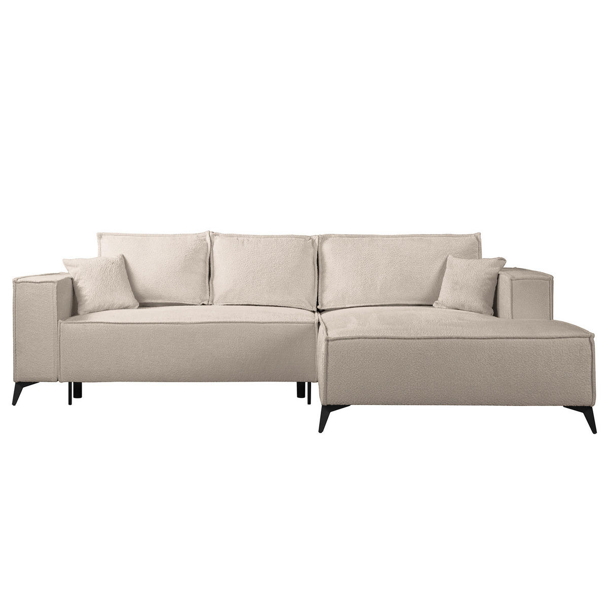 ECKSOFA mit Schlaffunktion - Taupe/Schwarz, Textil (294/185cm) - home24