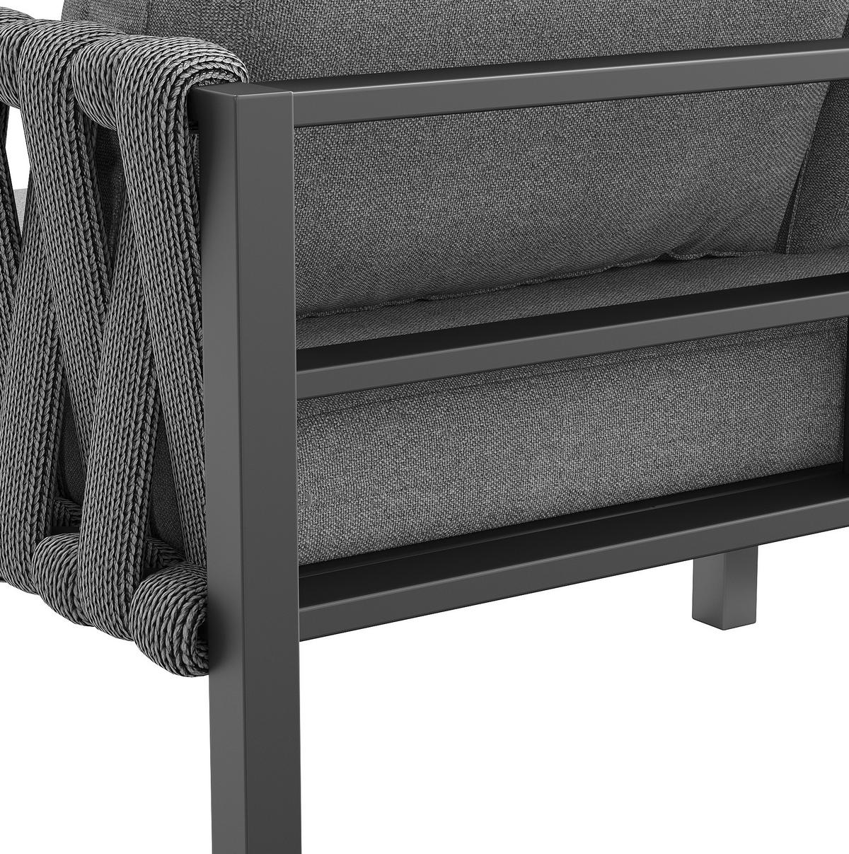 OUTDOOR-SOFASET 238x61x78cm grau aus Metall und mit Kissen - Grau, Metall - Modfu