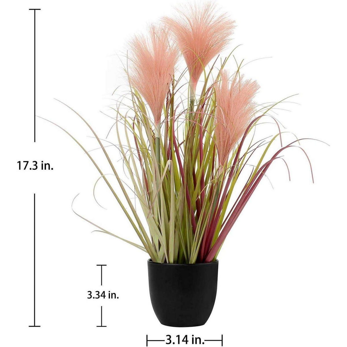 KUNSTPFLANZE Pampasgras Light Coral im schwarzen Topf - Rosa, Kunststoff (8cm)