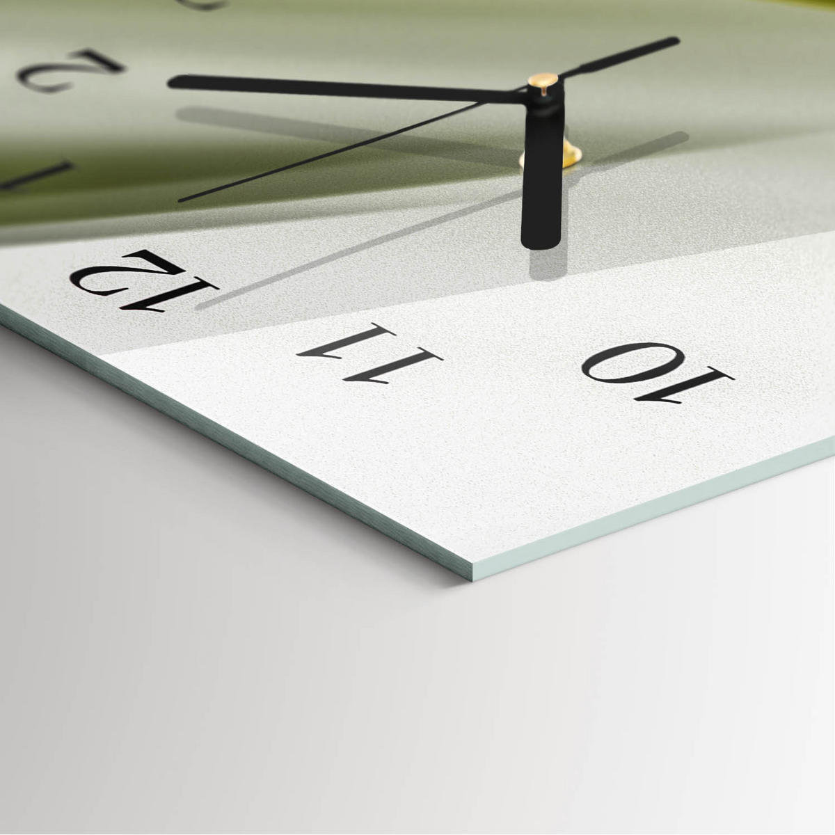 WANDUHR 60x30 cm - Blumenmuster - Grün, Glas (30/60/0.4cm) - TULUP