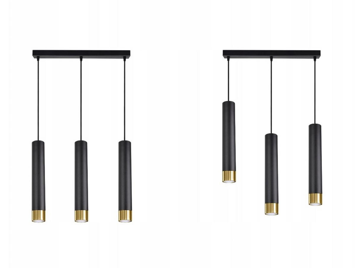 PENDELLEUCHTE Milano Tube - Goldfarben/Schwarz, Glas/Metall (6/50/100cm) - kiki design