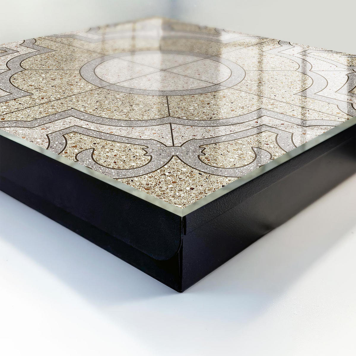 SCHLÜSSELBOX Schwarz 30x30 cm- Türöffnung nach rechts - Elegantes Mosaik - Beige, Metall (30/30/5cm) - TULUP