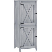 GARTENSCHRANK aus Tannenholz 60x60x160 cm in Hellgrau mit 2 herausnehmbaren Regalen - Hellgrau, Holz (60/160/60cm) - Modfu