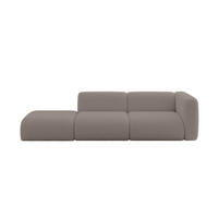 SOFA Ottomane Rechts MIRA-S3 296x89x70 Braun Bouclé - Dunkelbraun/Schwarz, Holzwerkstoff/Kunststoff (296/70/89cm) - ALTDECOR