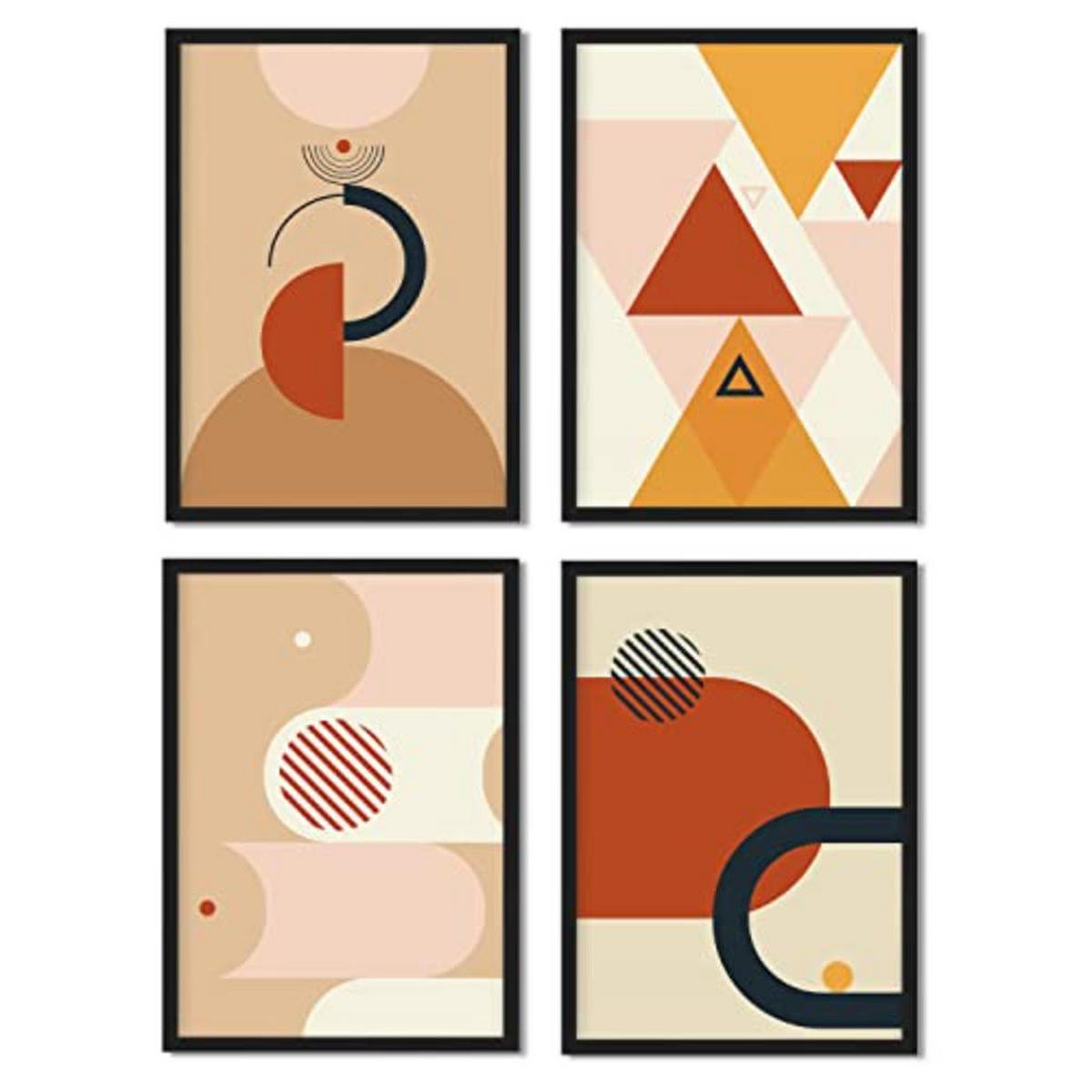 POSTER Set mit 4 Konstruktivität, Saharasand A3 Schwarzer Rahmen - Schwarz, Papier (29.7/3cm) - Nacnic