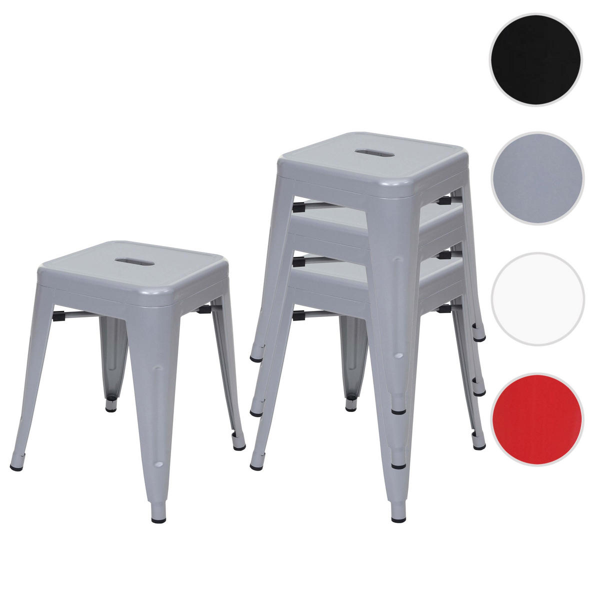 HOCKER Grau 4er-Set - Grau, Metall (39/46/39cm) - MCW