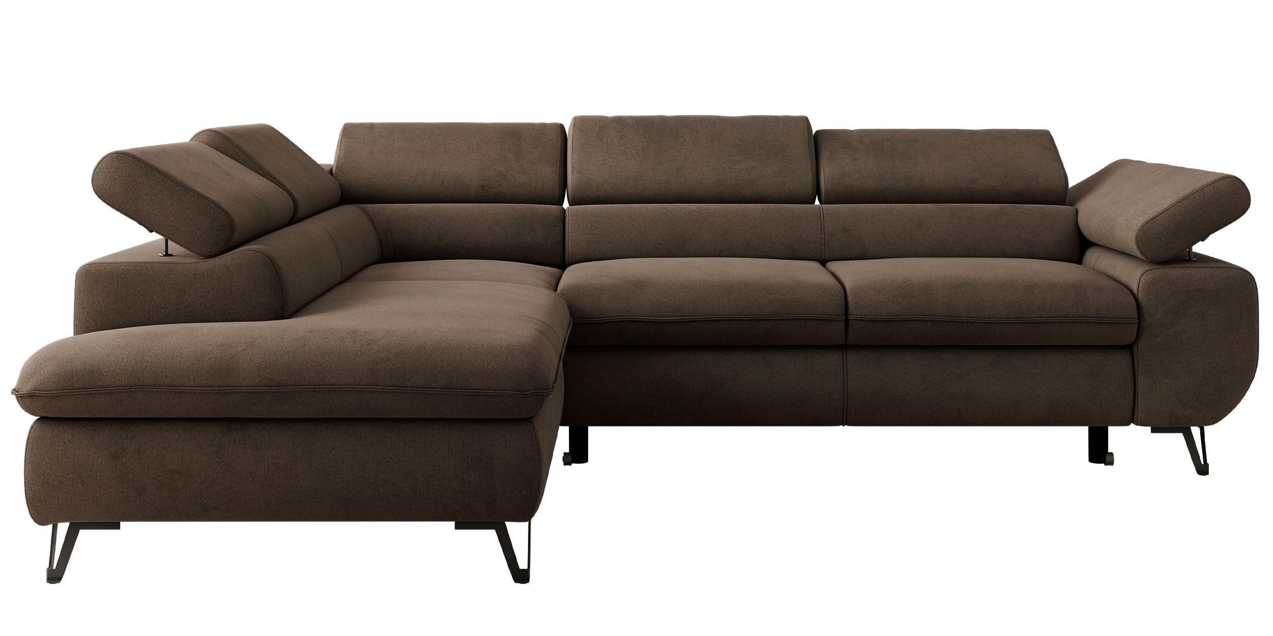 ECKSOFA PABLO L Braun Velvet - Links Seite mit Visco Topper - Schwarz/Braun, Textil/Metall (208/273cm) - MKS
