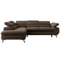 ECKSOFA PABLO L Braun Velvet - Links Seite mit Visco Topper - Schwarz/Braun, Textil/Metall (208/273cm) - MKS