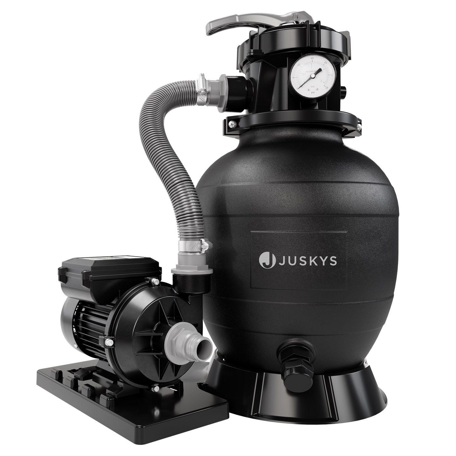 SANDFILTERANLAGE 250W inkl. Timer - Schwarz, Kunststoff (33/41.5/52cm) - Juskys