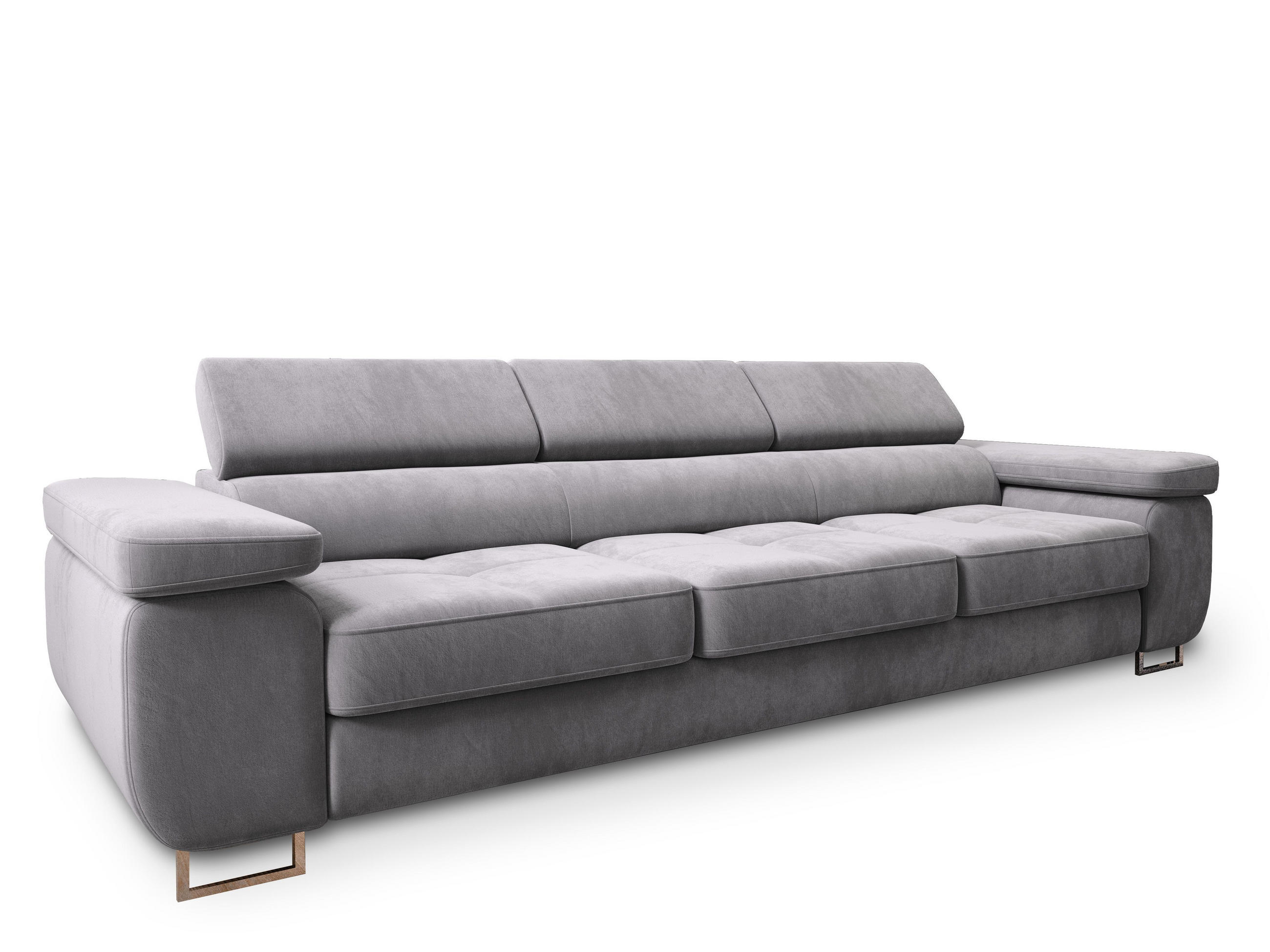 BETTSOFA MOSINE Hellgrau Velours-Stoff mit Schlaffunktion - Hellgrau, Textil (281/87/98cm) - MASSENO